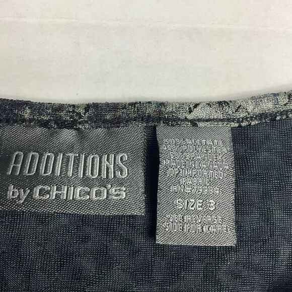Chicos Additions Womens Blouse Printed Shirt Crew Neck Stretchy Work Top 3 XL - Picture 4 of 11